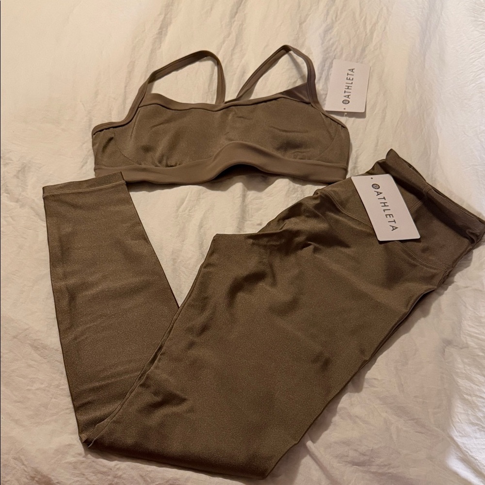 Athleta brown shimmer Activewear Set